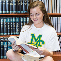 MC student studying in library