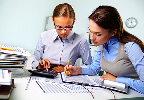 Accountants reviewing data in the office