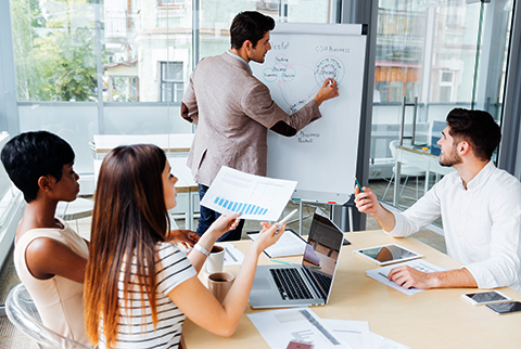 Business Management professionals working in a conference room