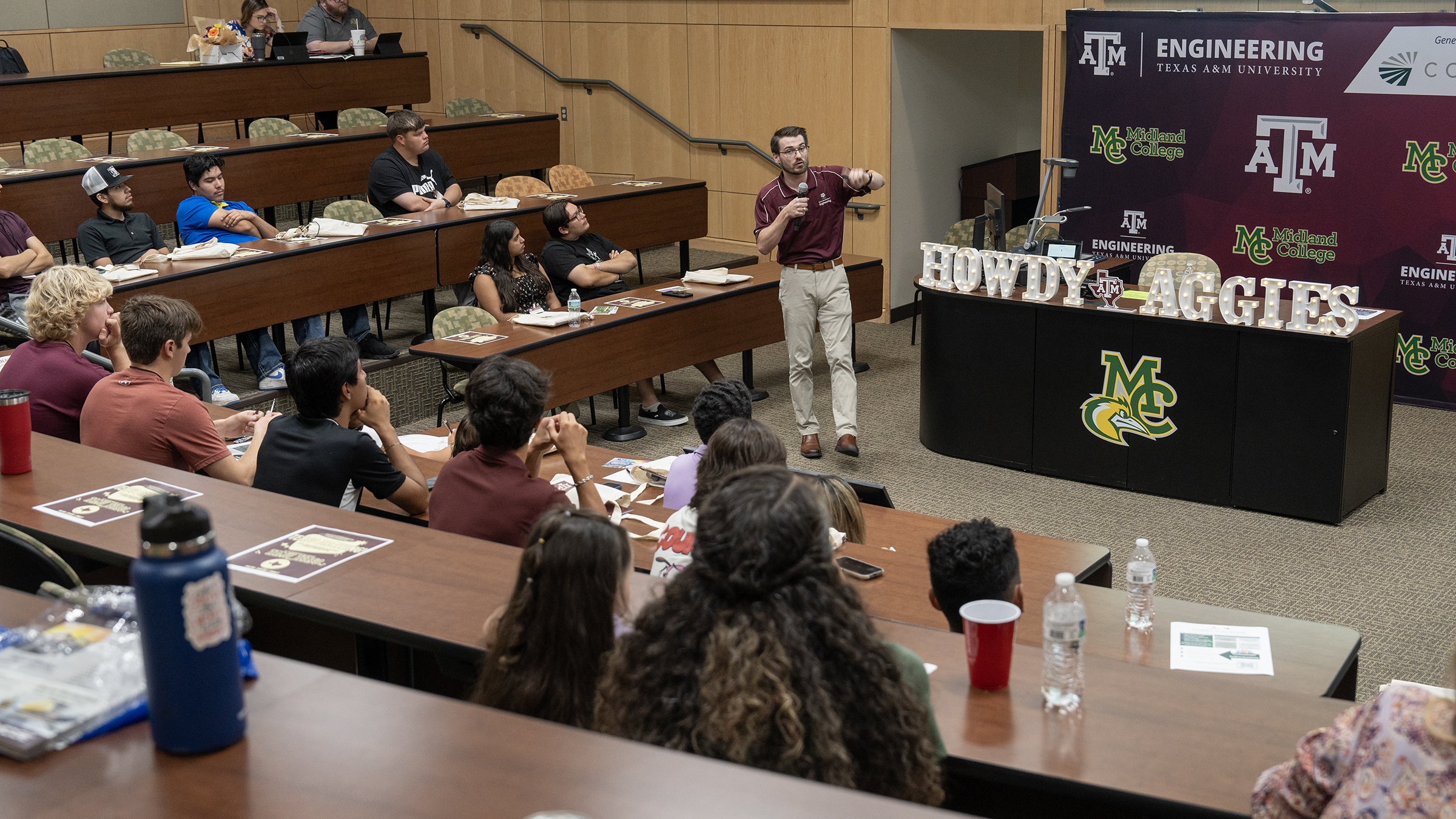 TAMU at MC students in lecture hall