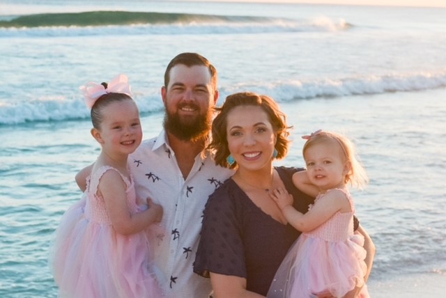 The image to use for this article. Listing image managed through RSS tab. Haley McNerlin and her family enjoying a family beach vacation.  Pictured from left to right are Stella, Cole, Haley and Savannah.