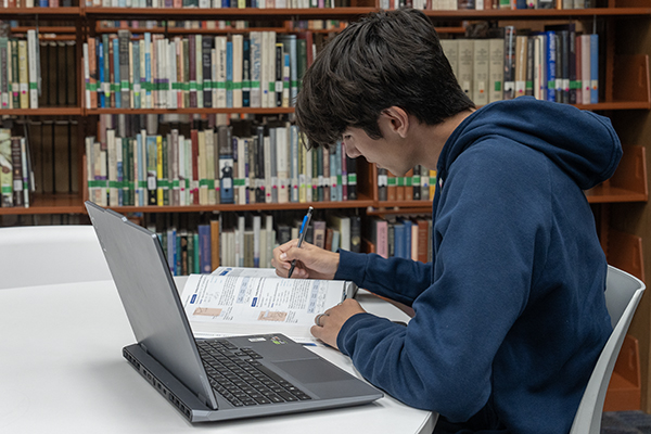 student at desk