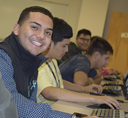 WRTTC students at computer in the testing center